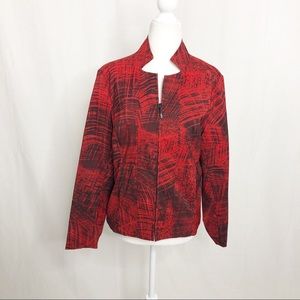 Molly + Maxx Zip Up Blazer Jacket, Size Med Petite, Red Black